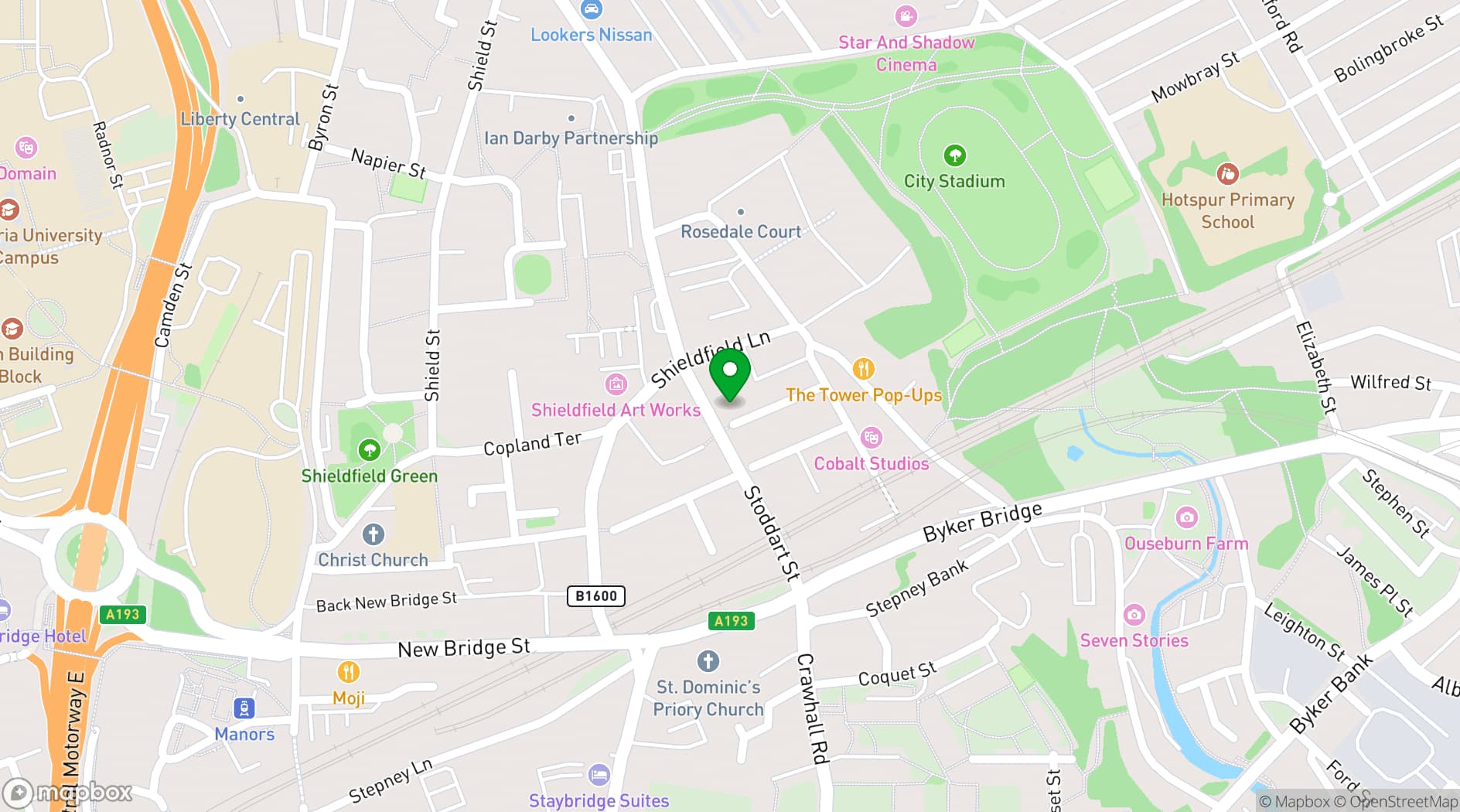 Map showing The Biscuit Factory Birmingham