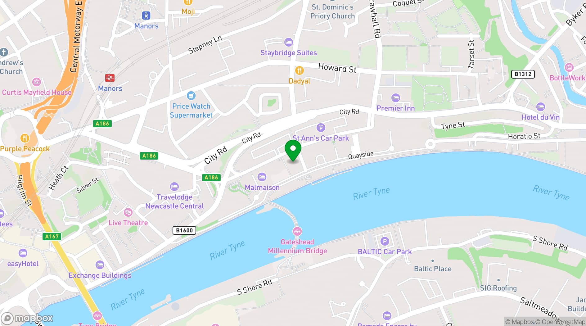 Map showing Victors Newcastle