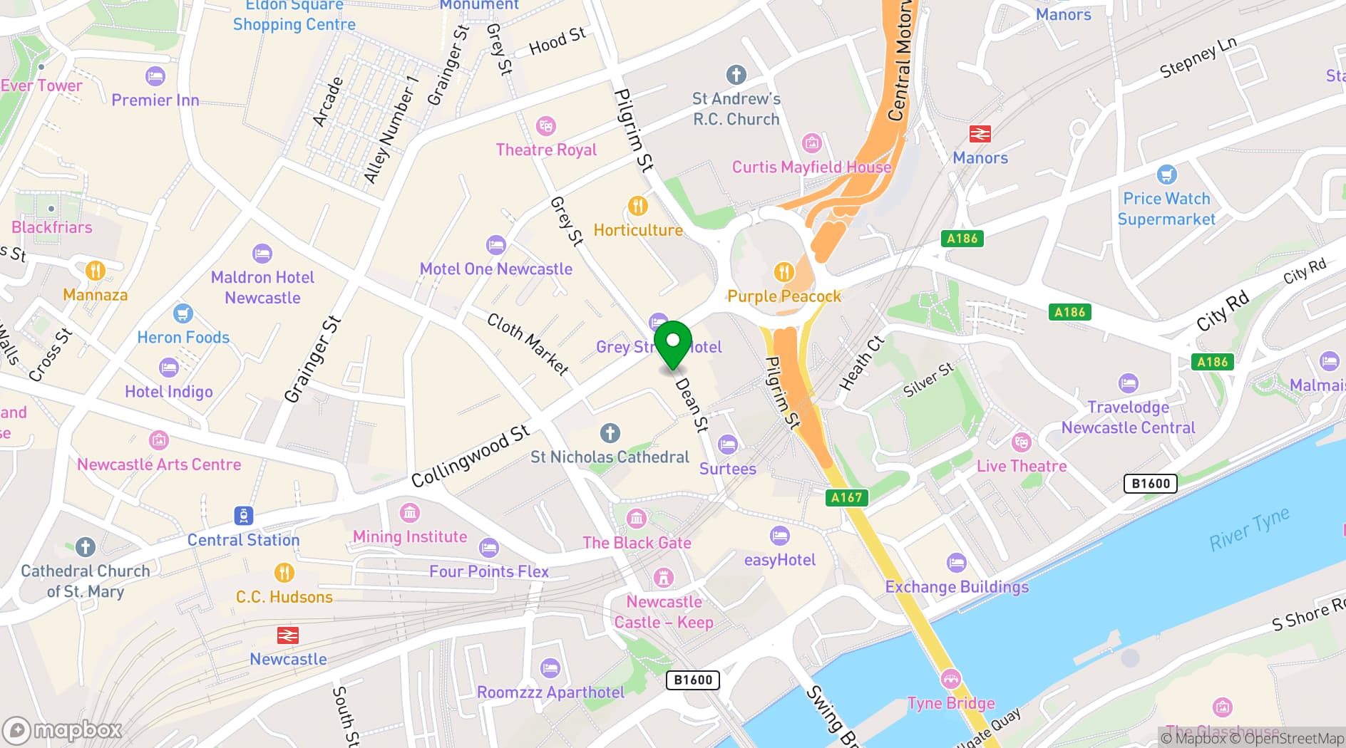 Map showing Four Quarters Newcastle