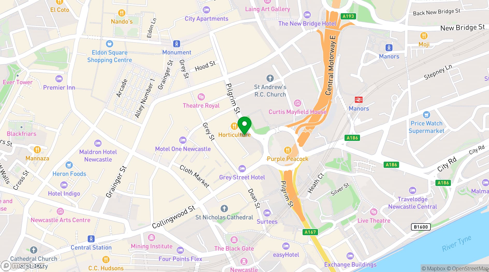 Map showing Alderman Fenwick's House