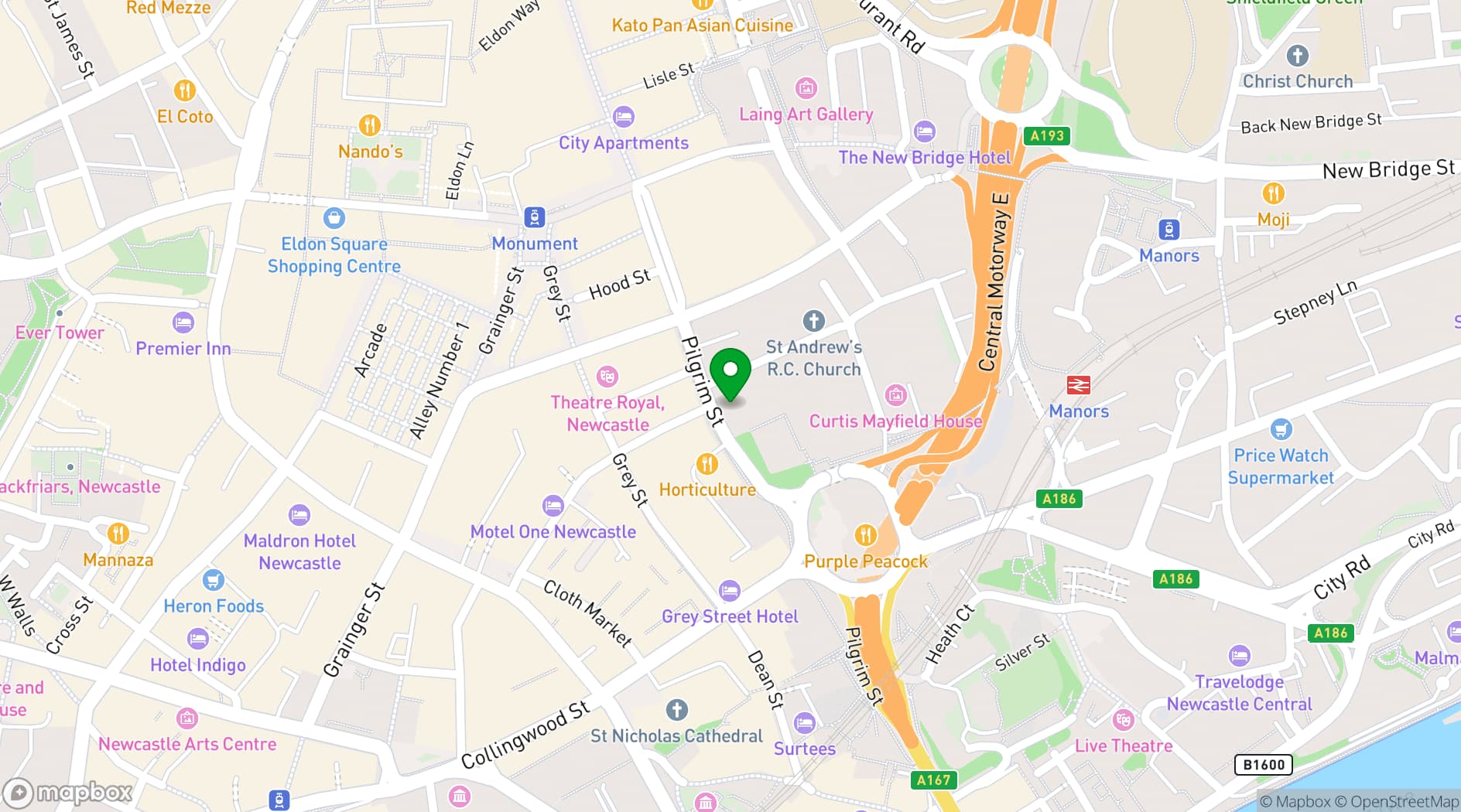 Map showing STACK Newcastle Worswick Chambers
