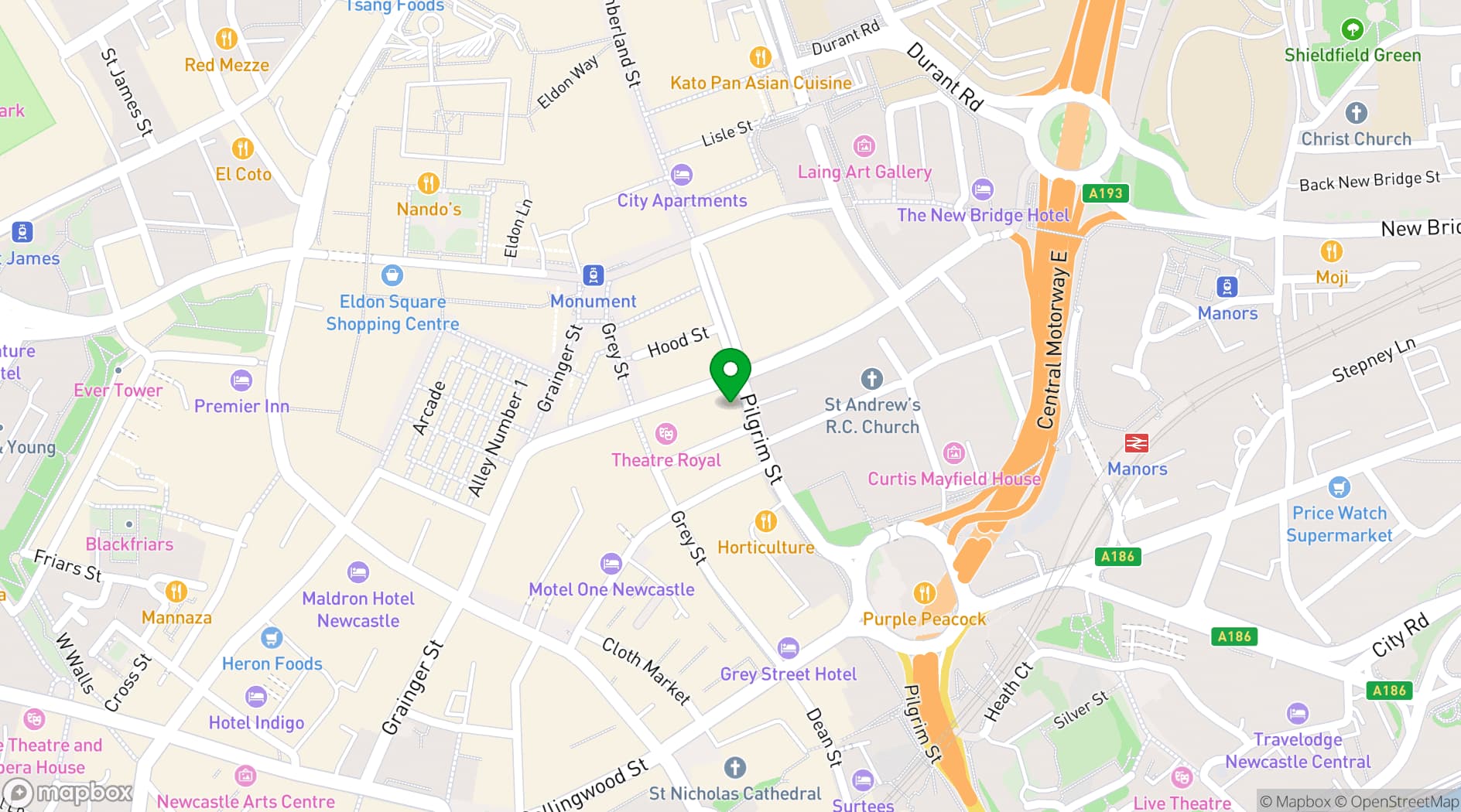Map showing The Gotham Hotel