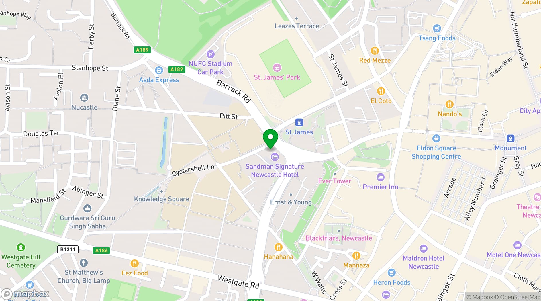 Map showing Shark Club Gastro Bar