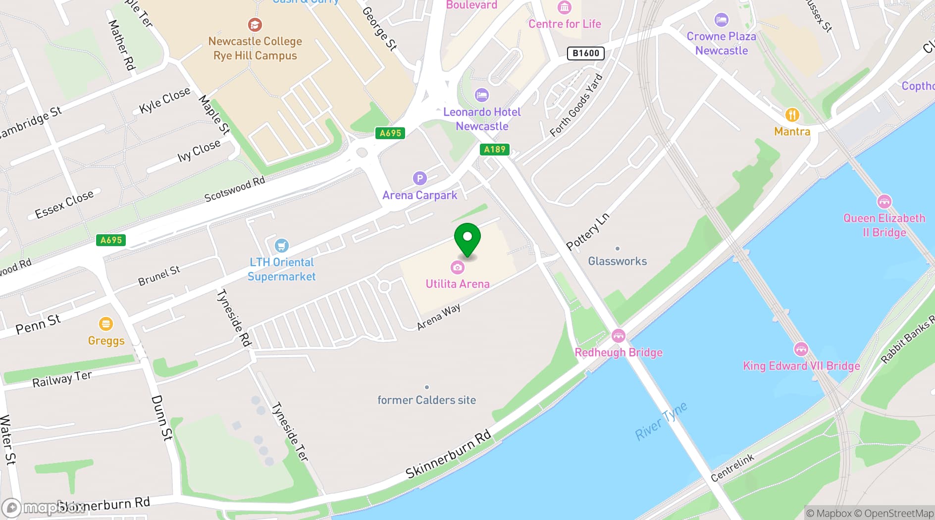Map showing Utilita Arena
