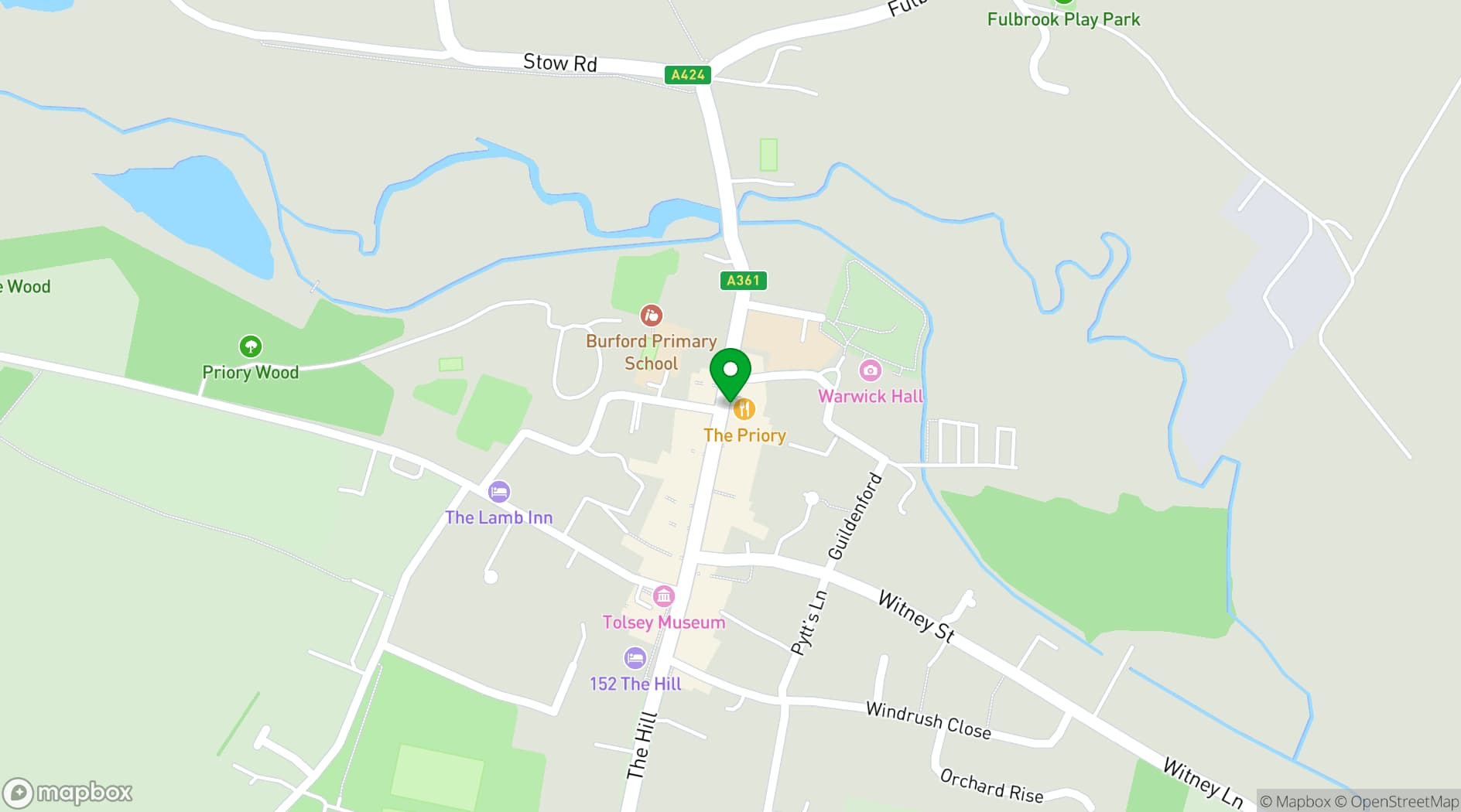 Map showing The Priory Burford