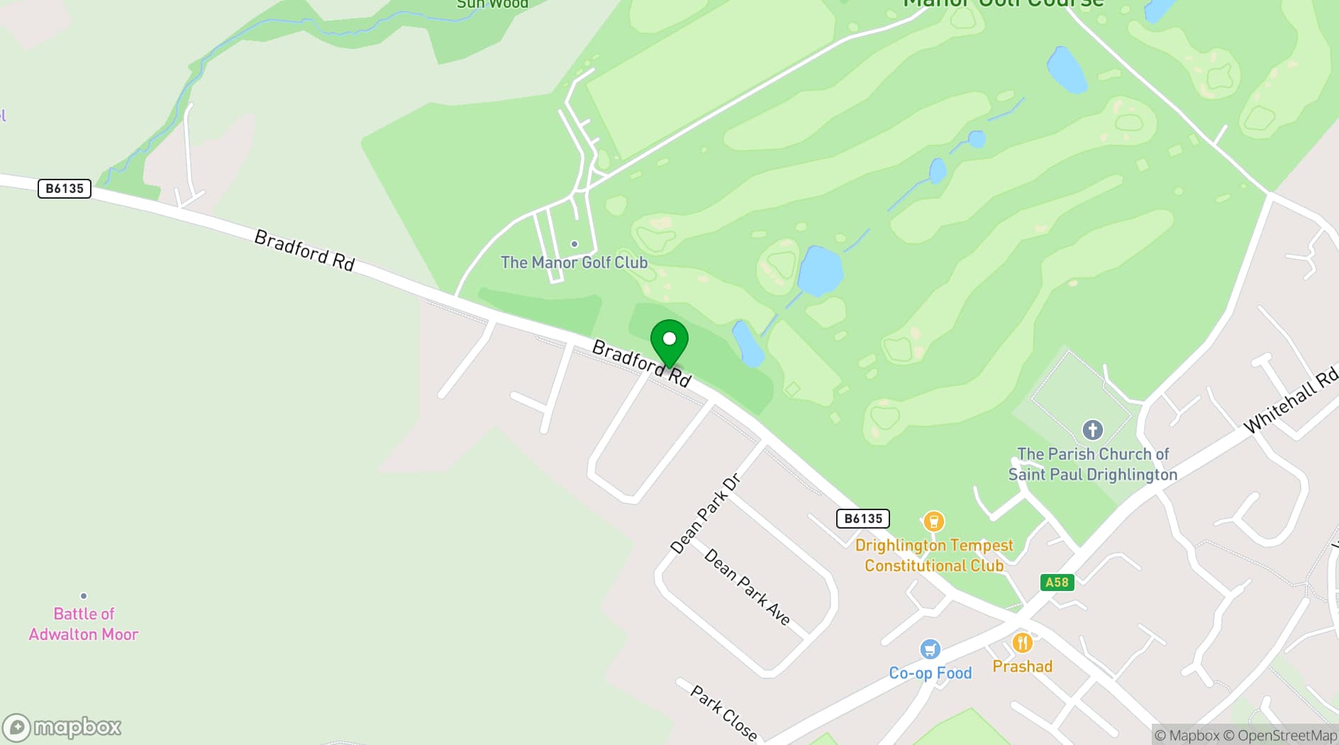 Map showing The Manor Leeds