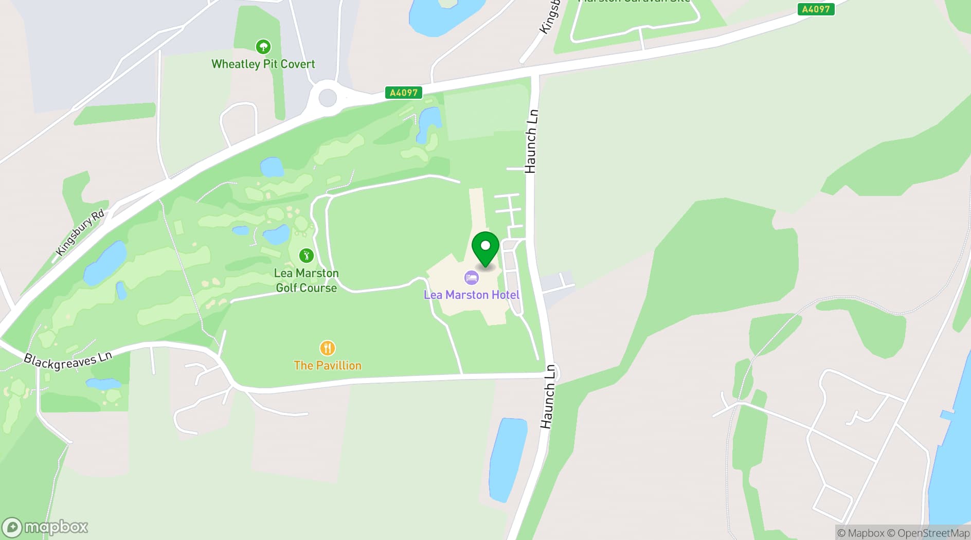 Map showing Lea Marston Hotel