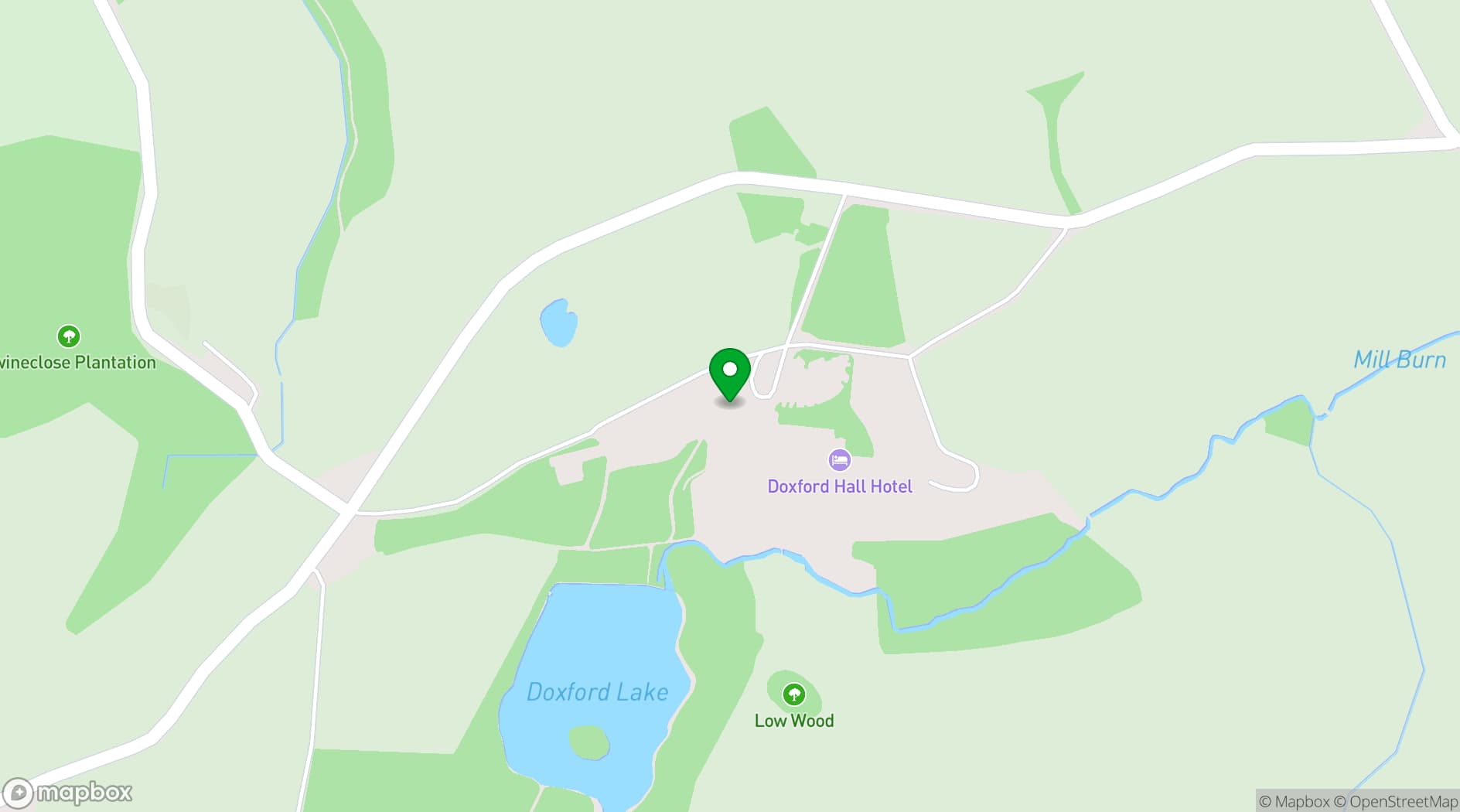 Map showing Doxford Hall Hotel and Spa