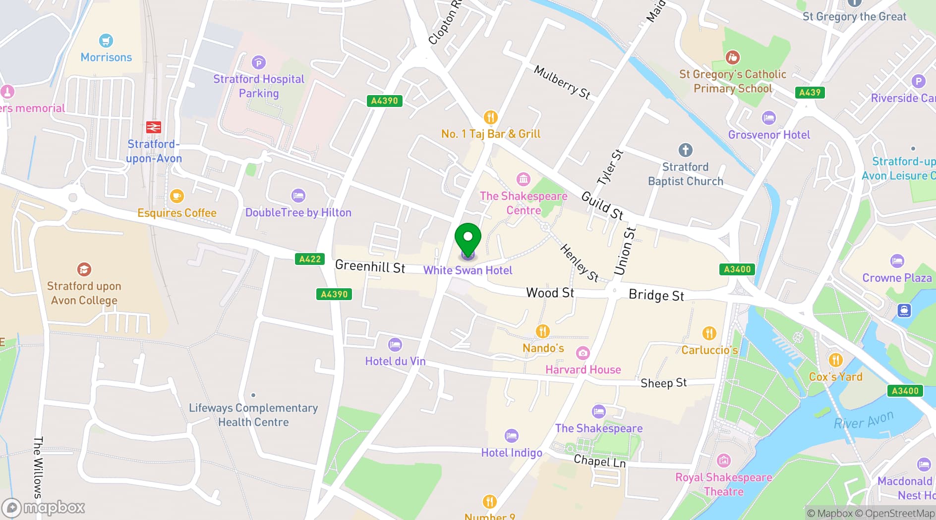 Map showing White Swan Hotel