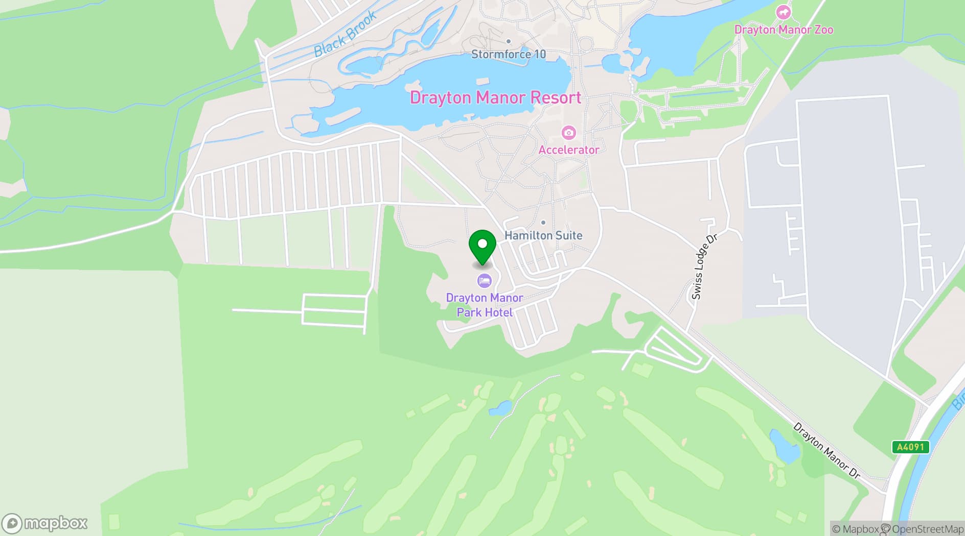 Map showing Drayton Manor Hotel