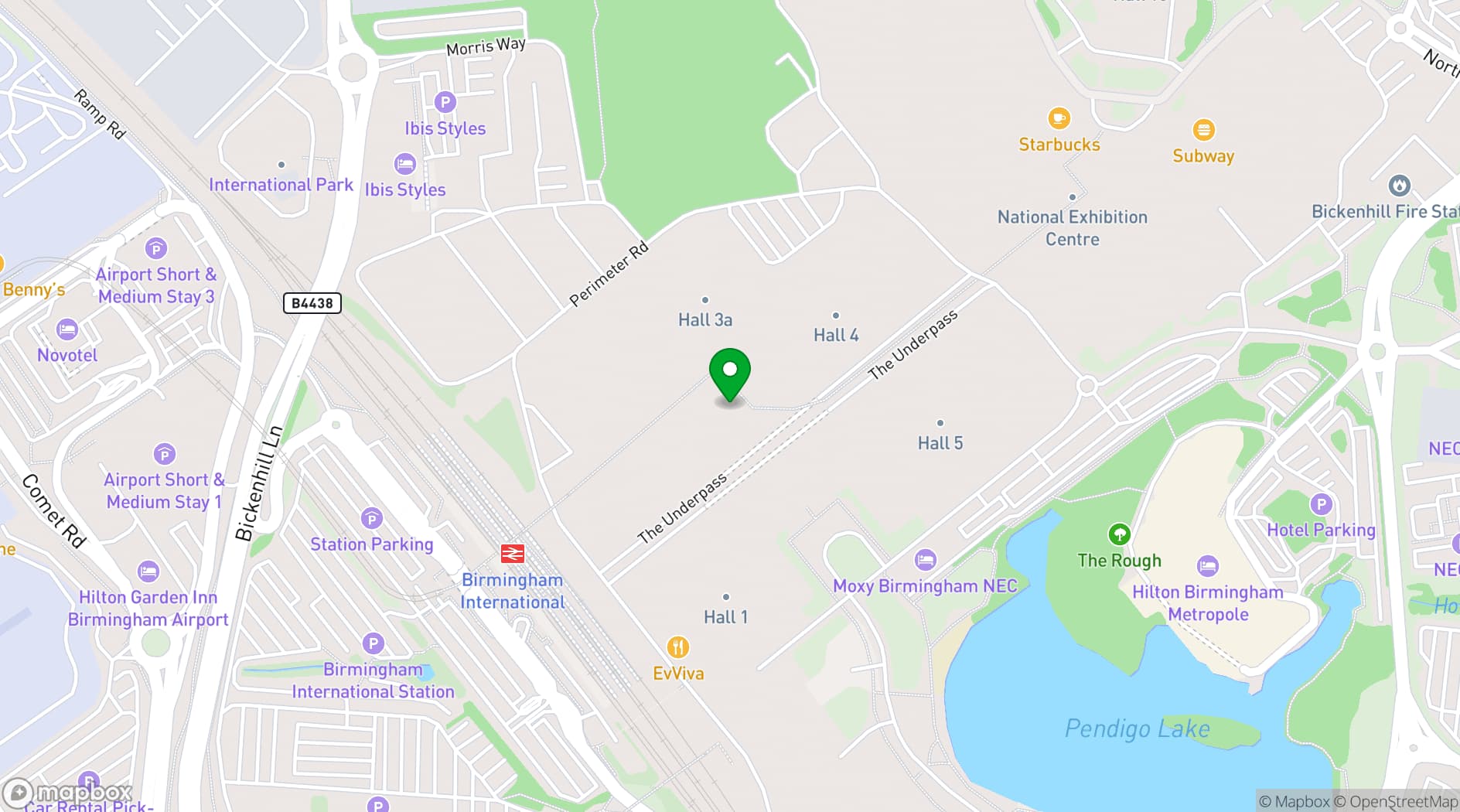 Map showing Hall Green Stadium