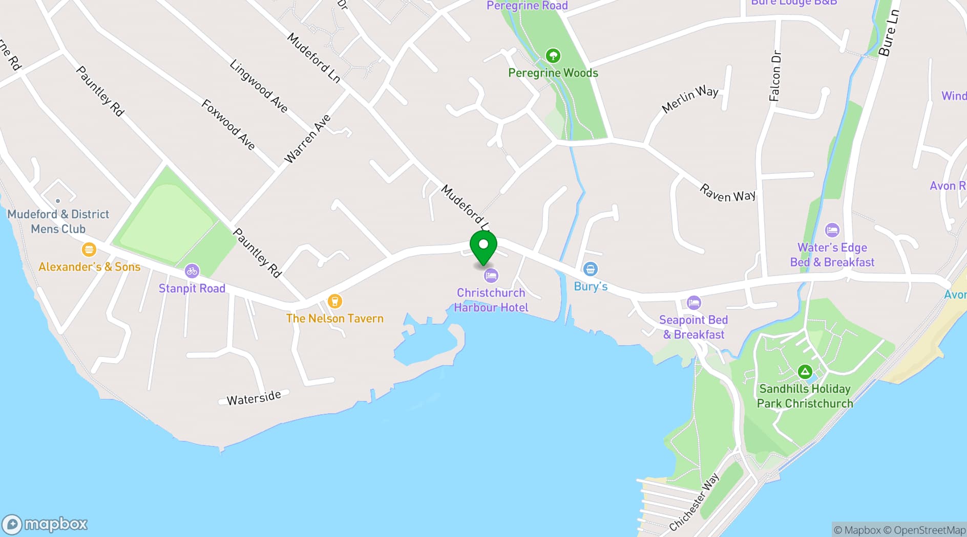 Map showing Harbour Hotel & Spa Christchurch