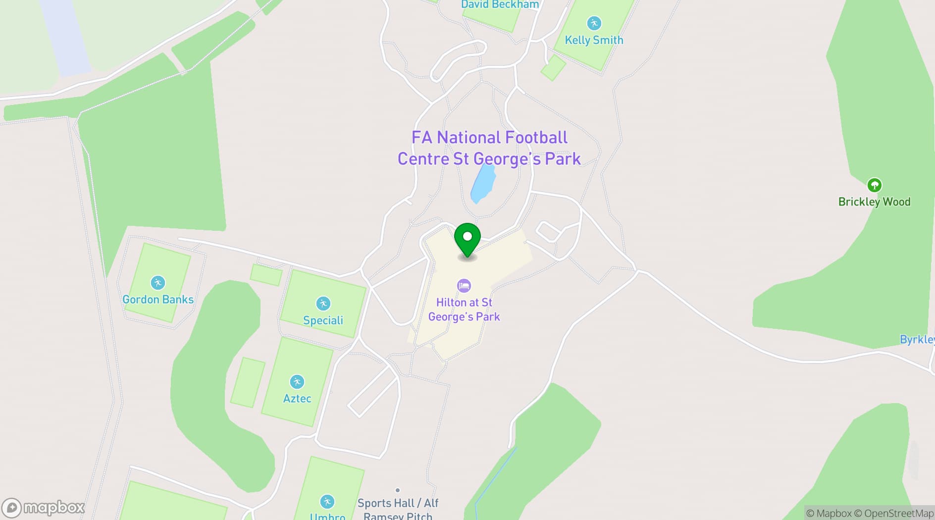 Map showing Hilton at St George's Park, Burton upon Trent