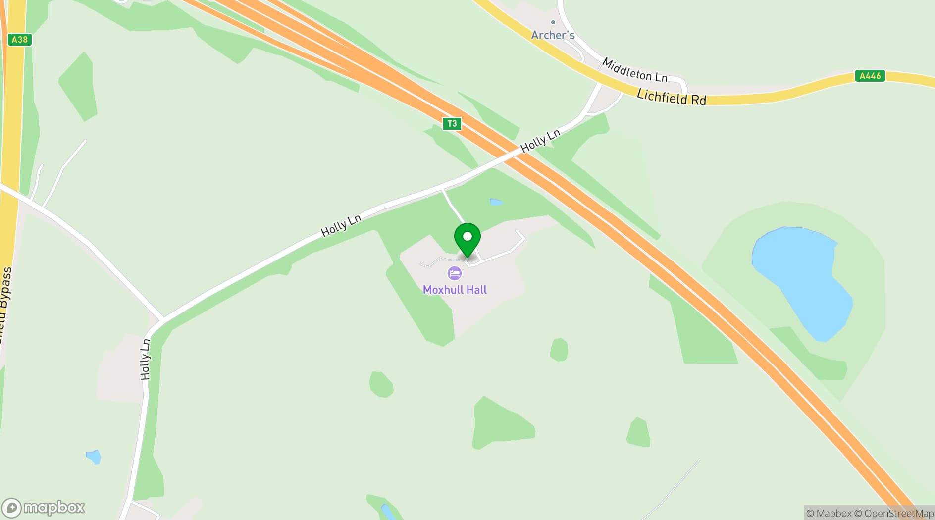 Map showing Moxhull Hall