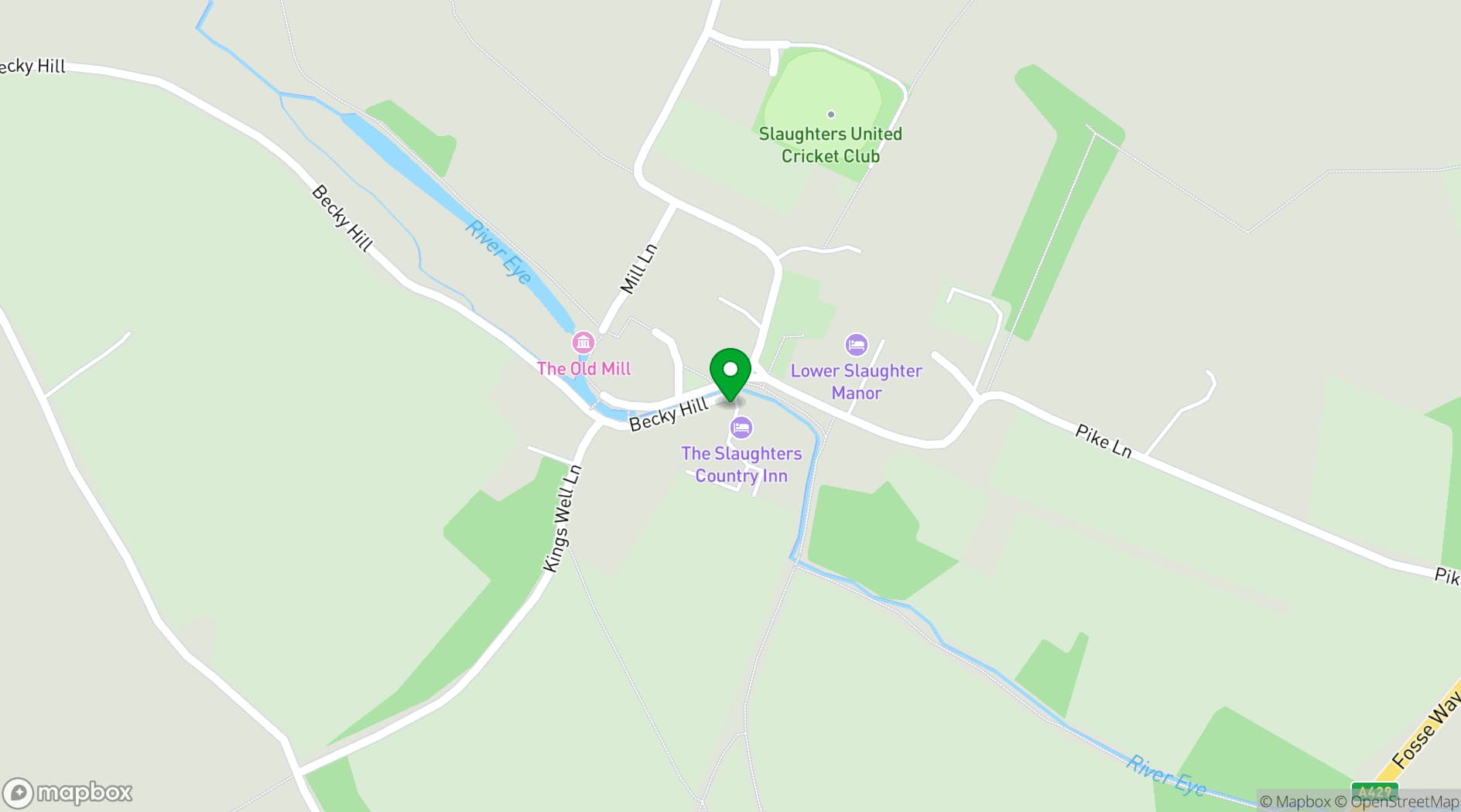 Map showing The Slaughters Country Inn