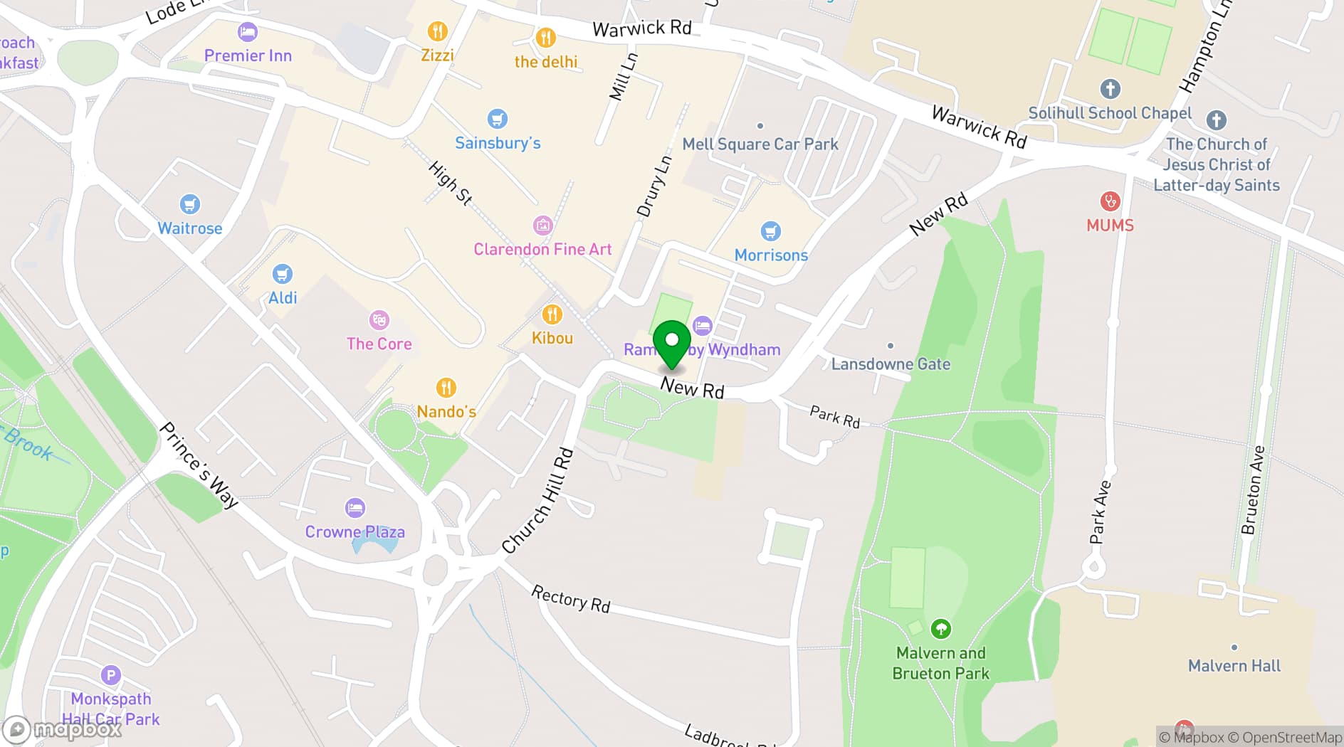 Map showing Ramada Solihull Birmingham
