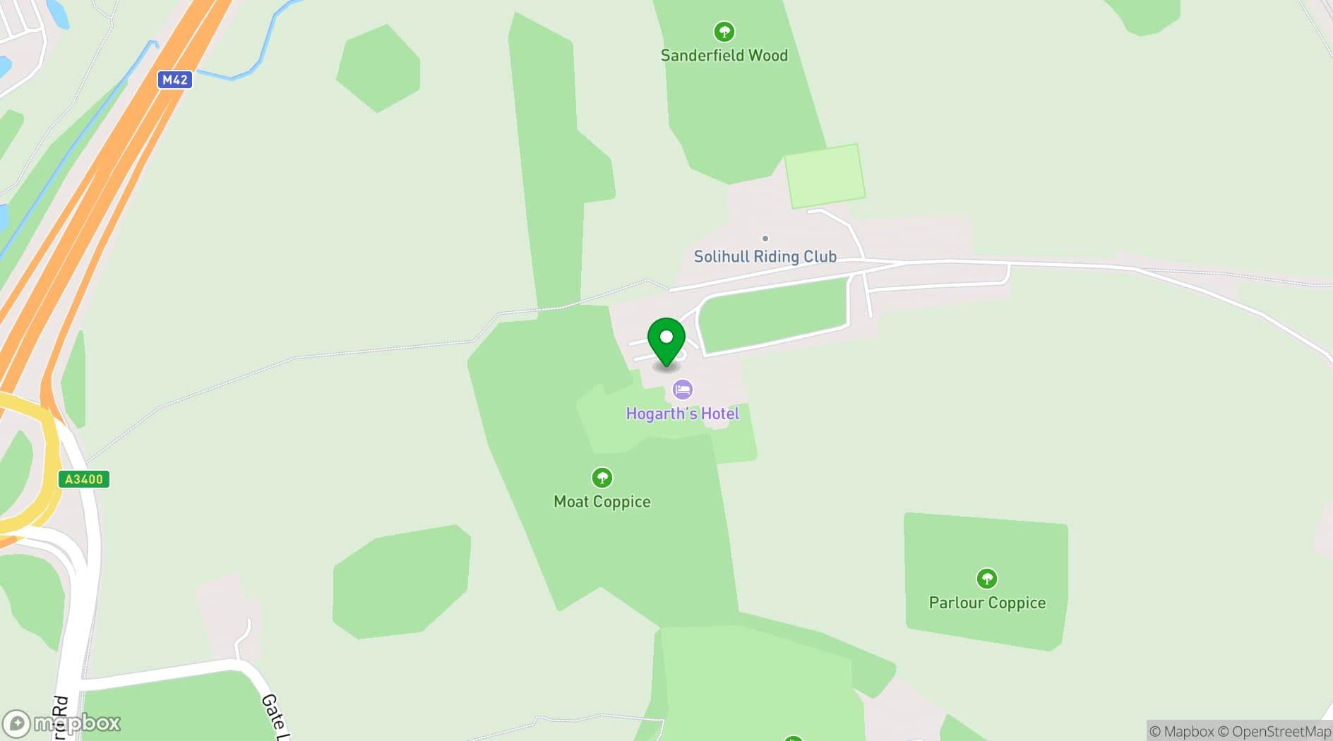 Map showing Hogarths Solihull