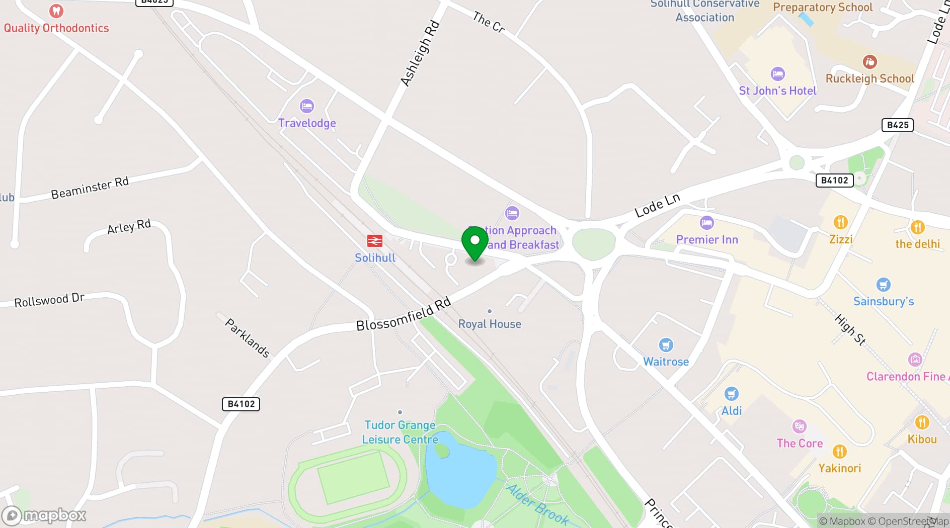 Map showing Solihull Methodist Church