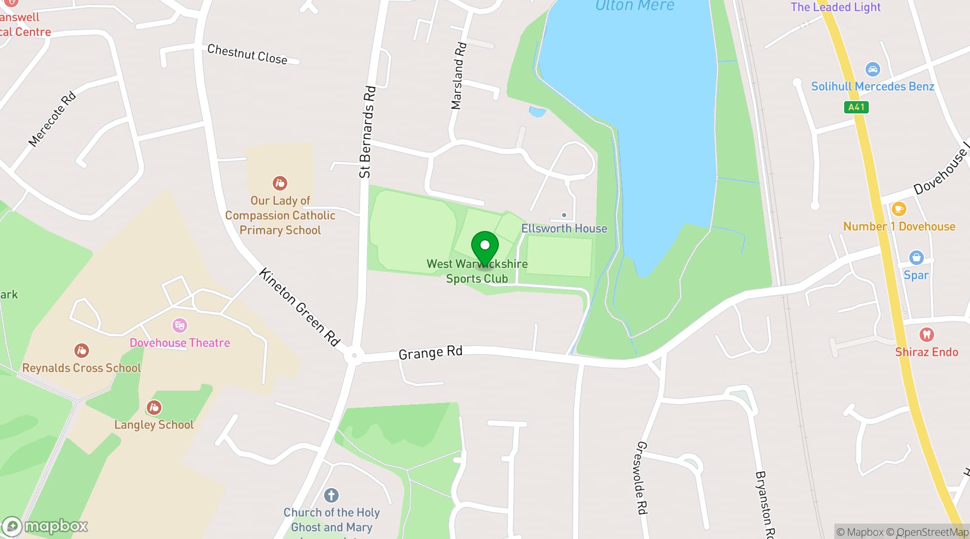 Map showing West Warwickshire Sports Complex