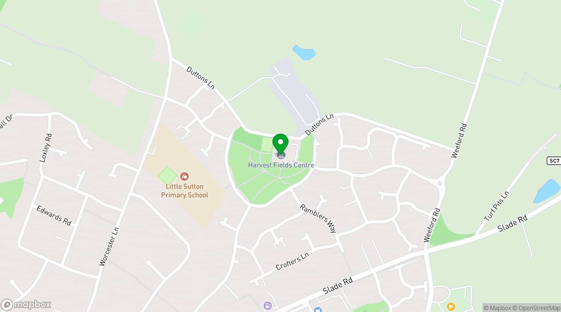 Map showing Harvest Fields Centre Ltd