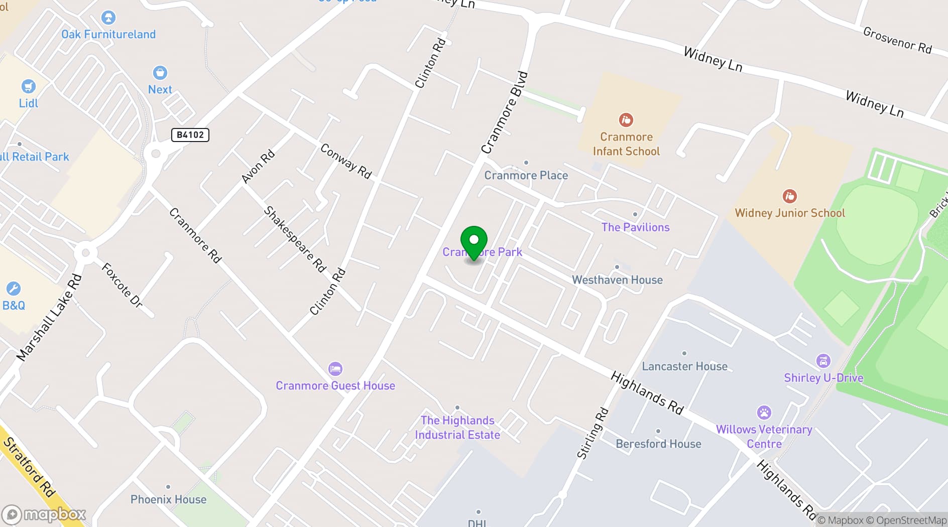 Map showing Cranmore Park