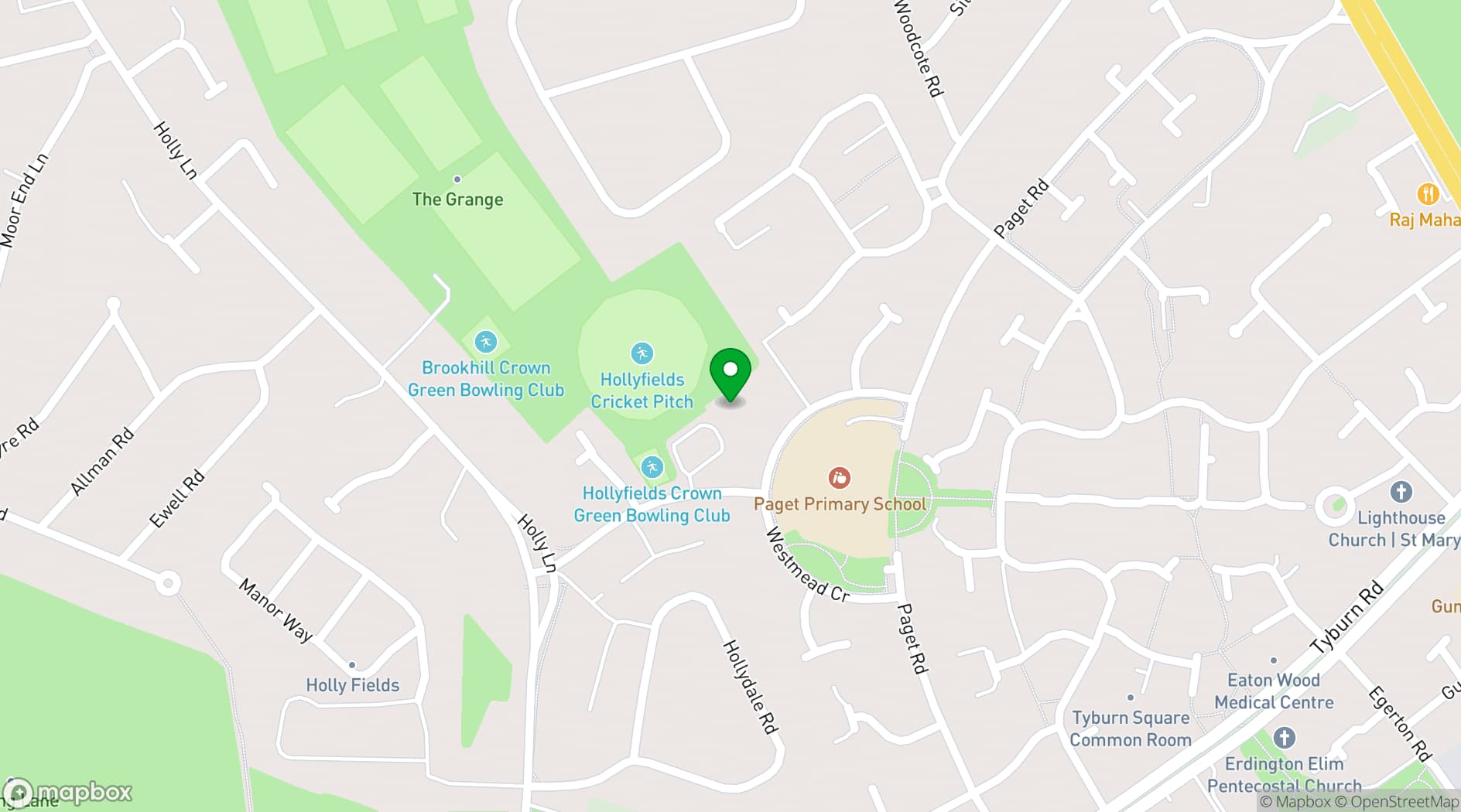 Map showing Hollyfields Sports & Conference Centre