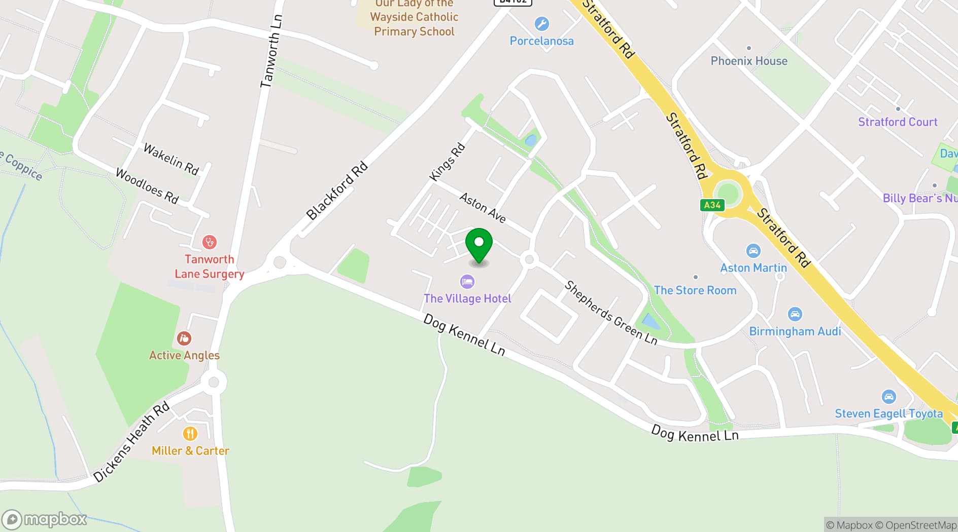 Map showing Village Hotel Solihull
