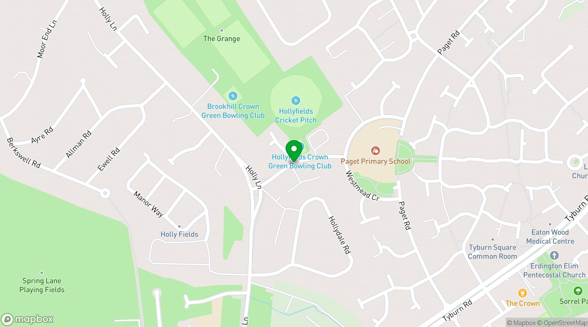 Map showing Hollyfields Centre Club Ltd