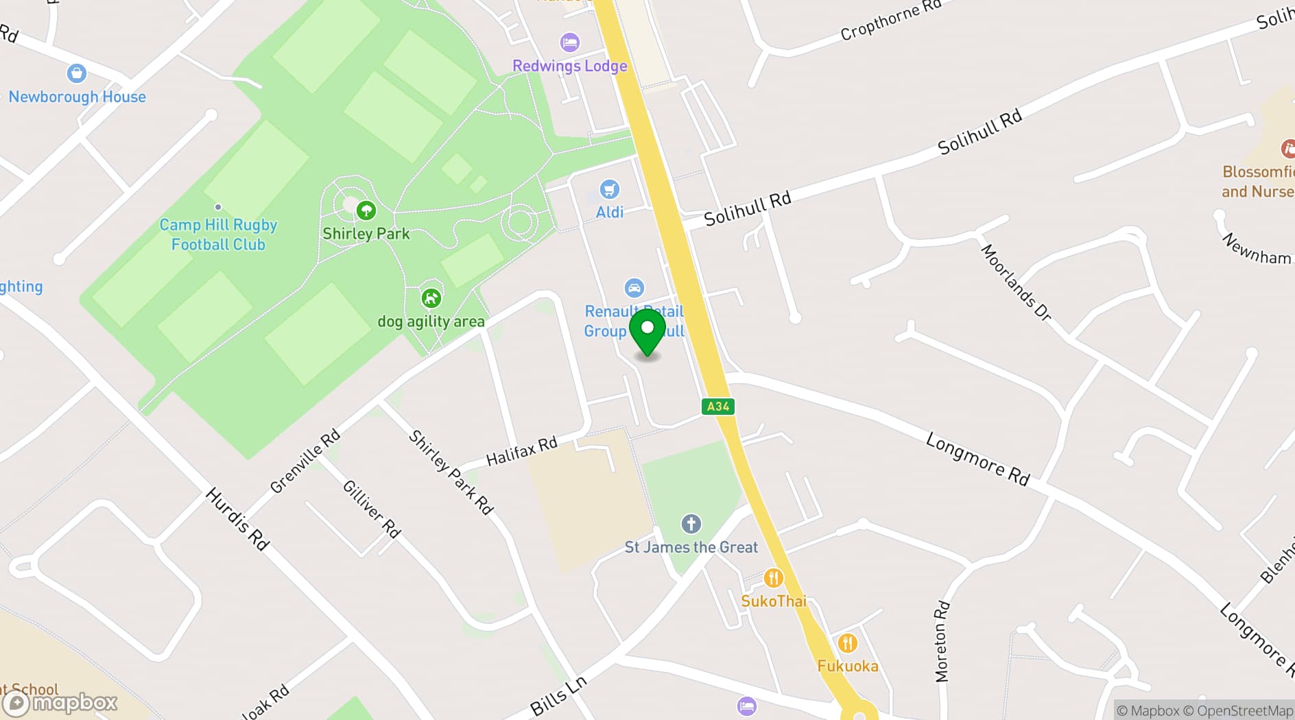 Map showing The Shirley Community Centre