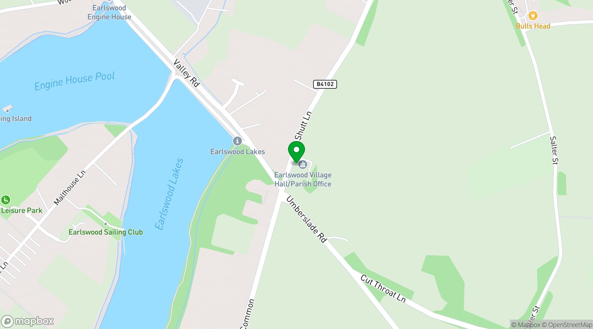 Map showing Earlswood Village Hall