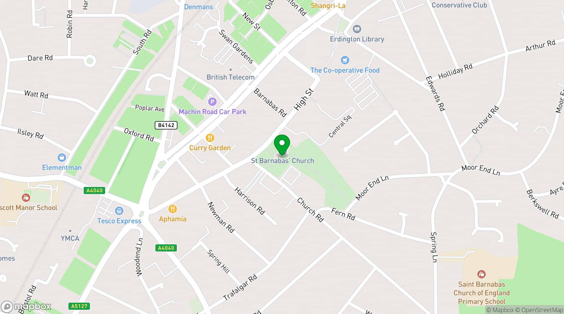 Map showing St Barnabas Church Centre
