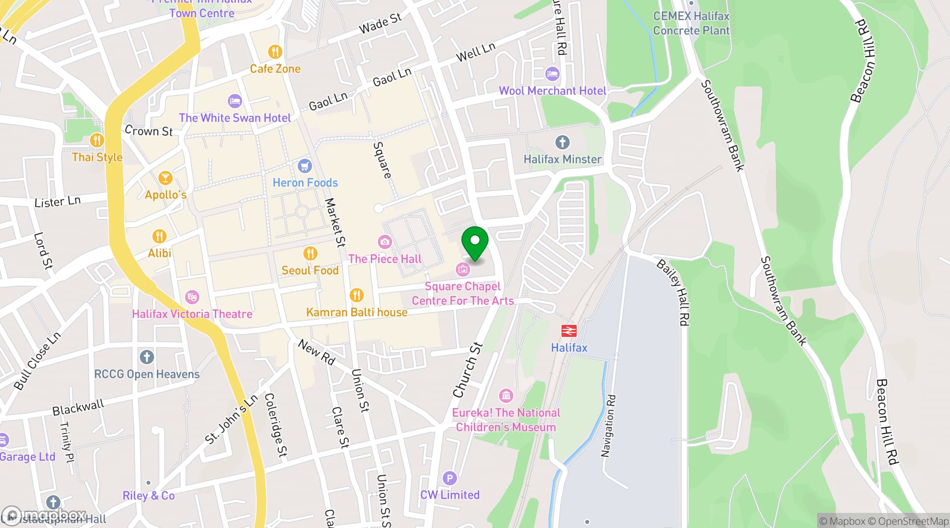 Map showing Square Chapel Arts Centre