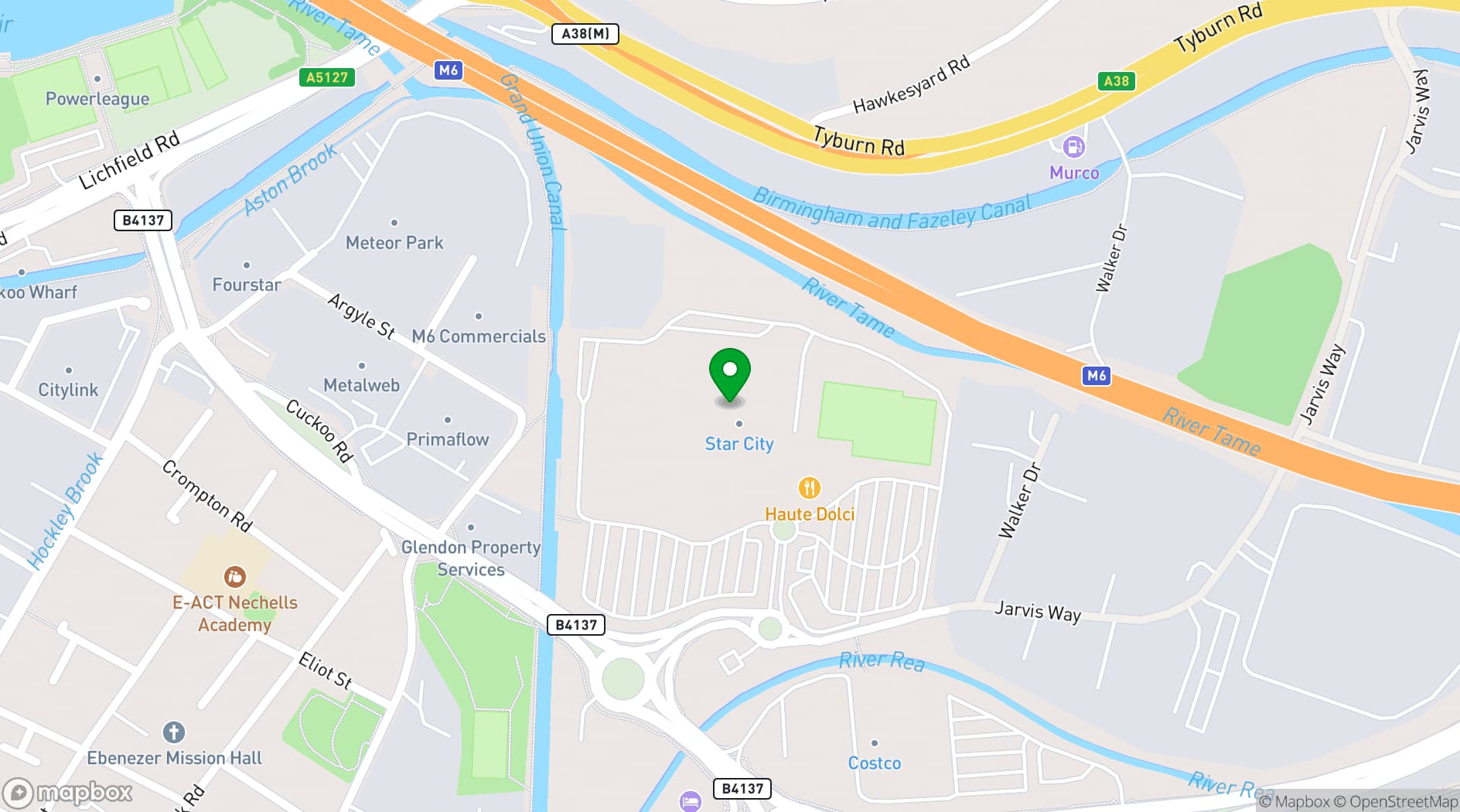 Map showing Jungle Rumble Birmingham