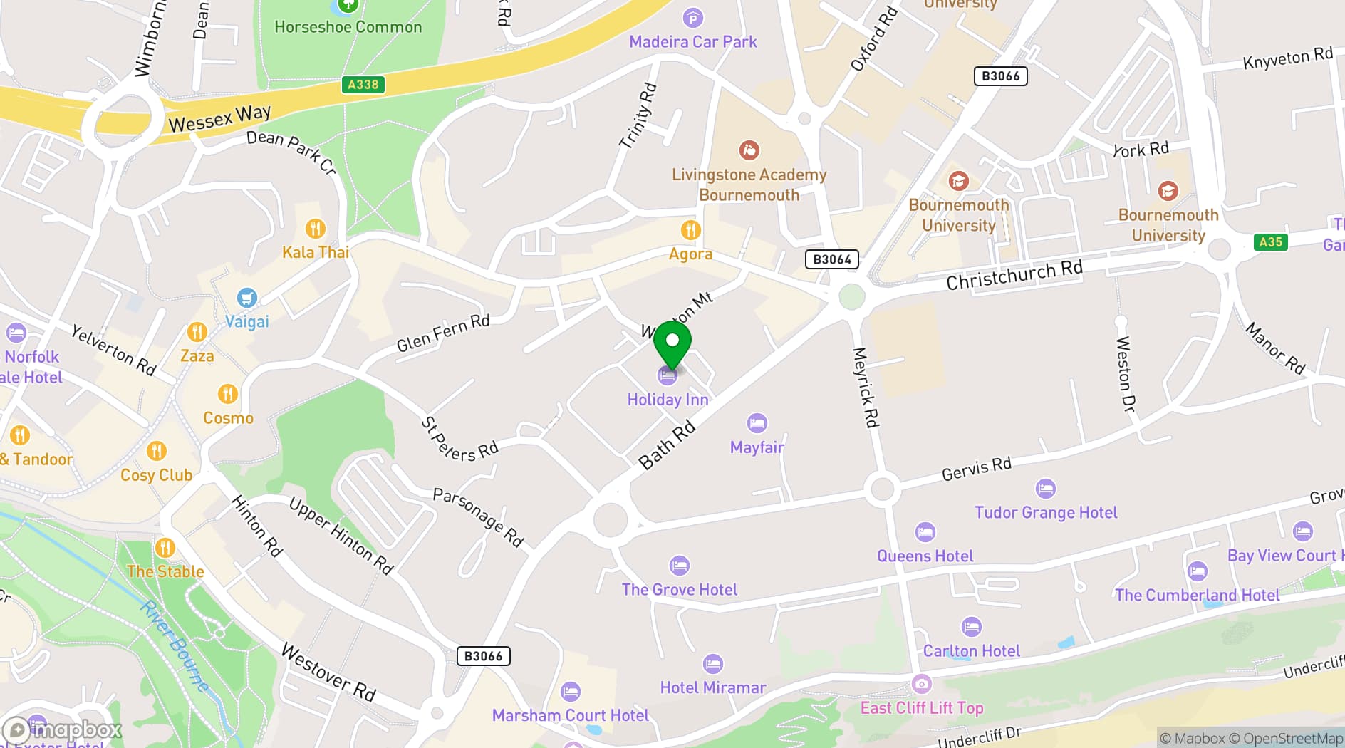 Map showing Holiday Inn, Bournemouth
