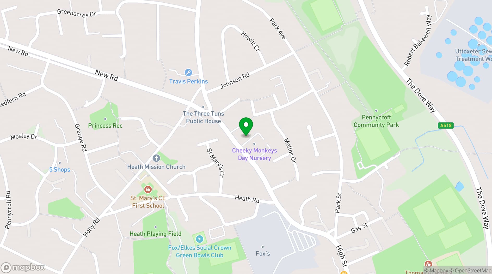 Map showing Heath House Conference Centre 