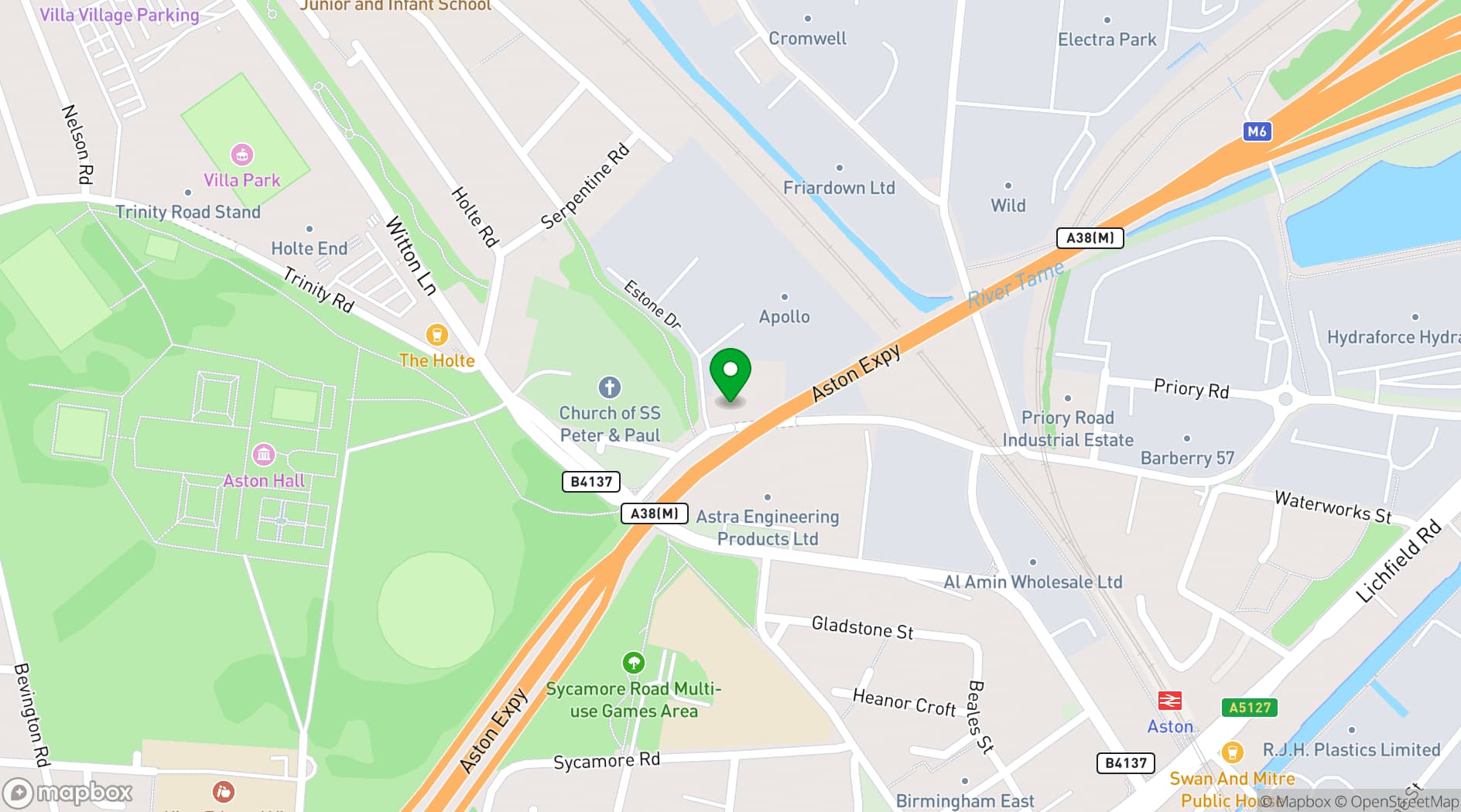 Map showing The Aston Tavern Hotel