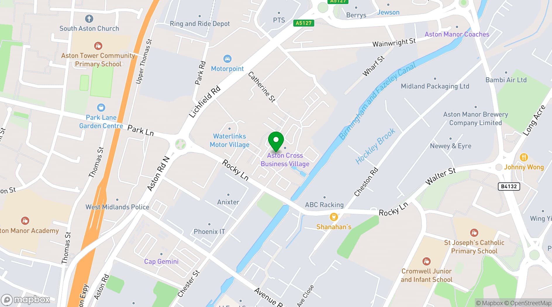 Map showing NRC Birmingham