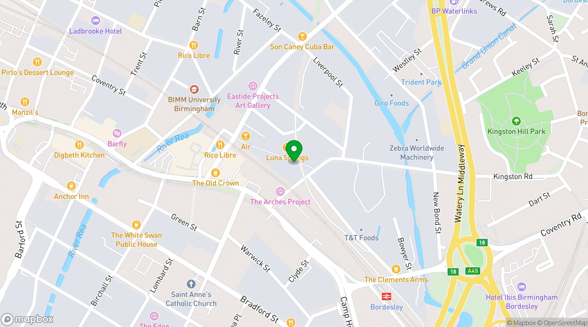 Map showing The Rainbow Venues