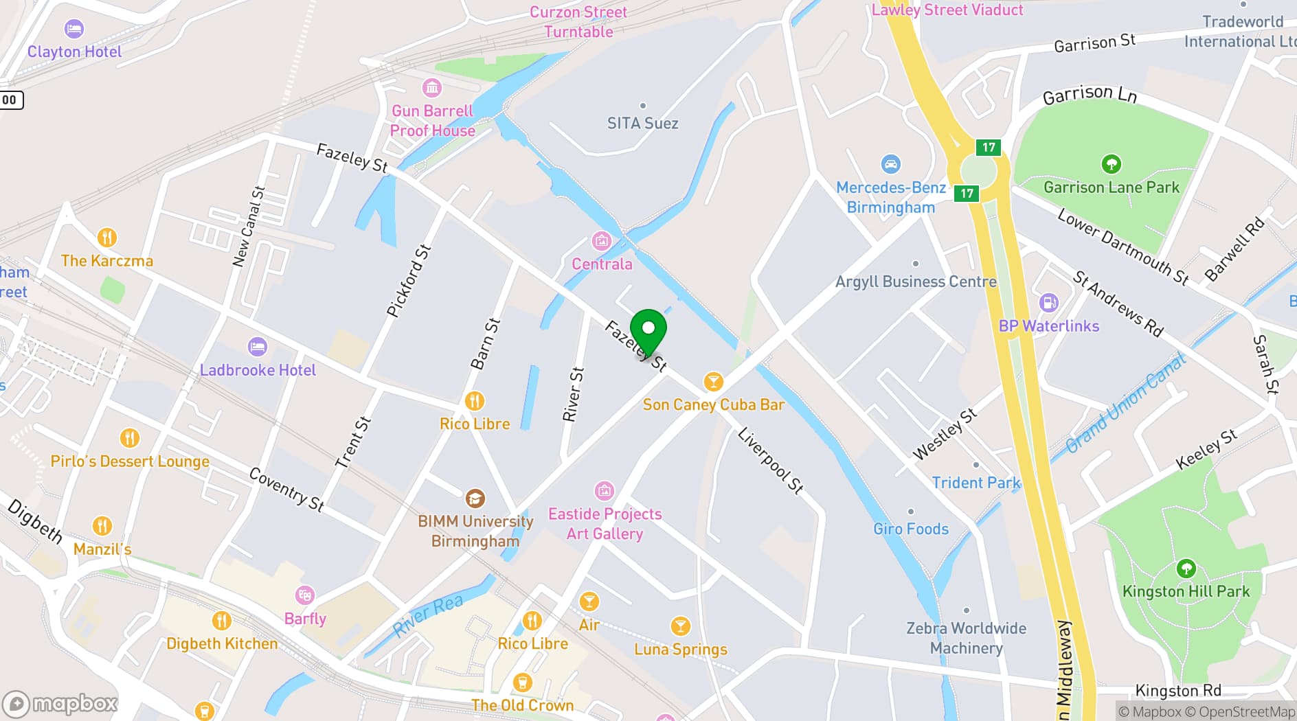 Map showing Fazeley Studios