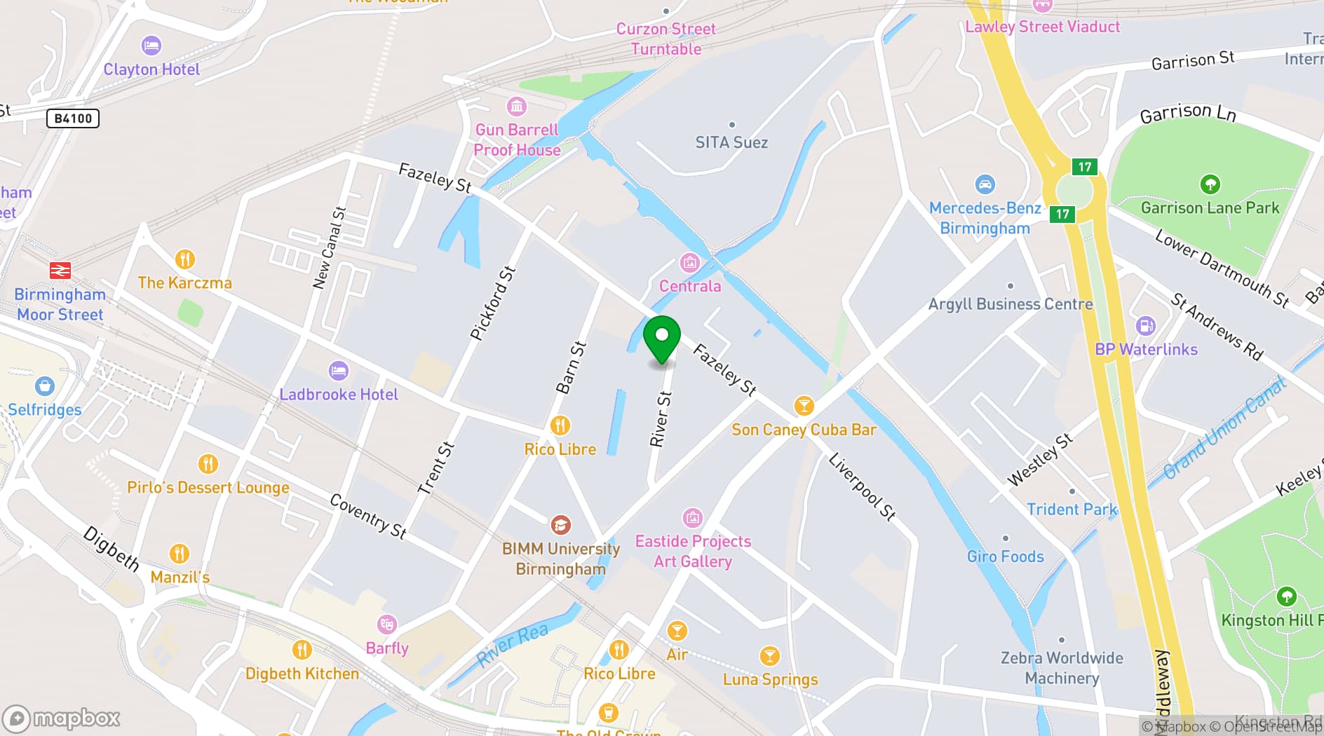 Map showing Secret Space digbeth