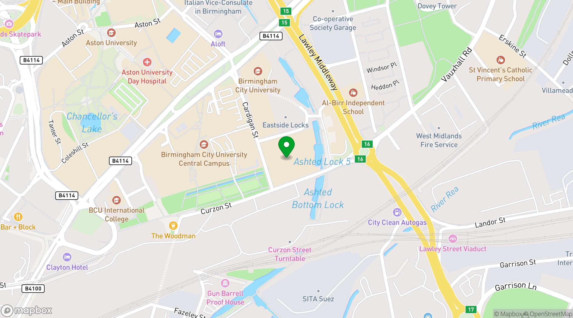 Map showing Curzon Building