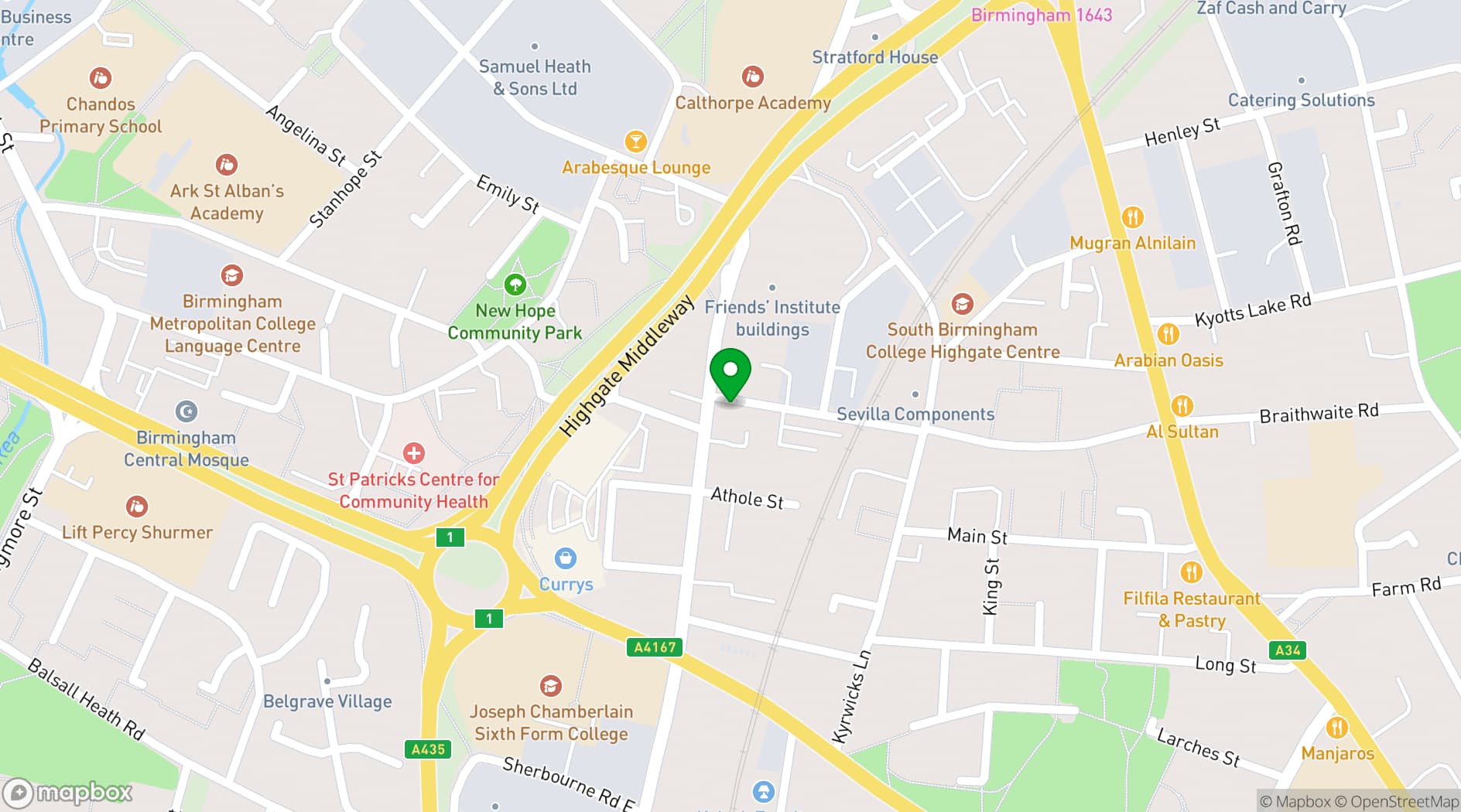 Map showing The Saffron Centre