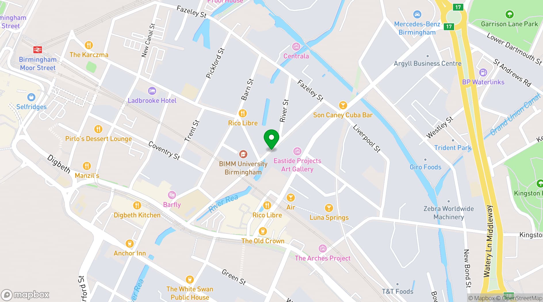 Map showing The Engine Room Digbeth