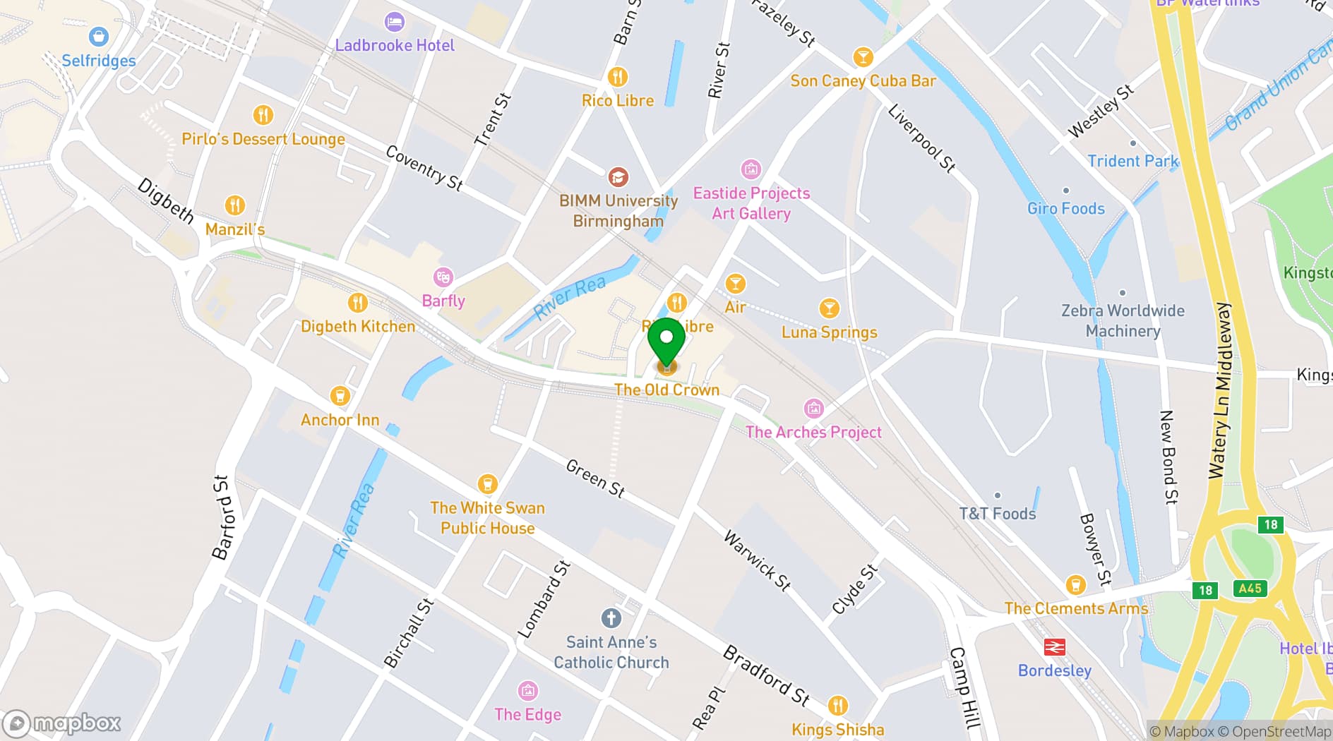 Map showing The Old Crown