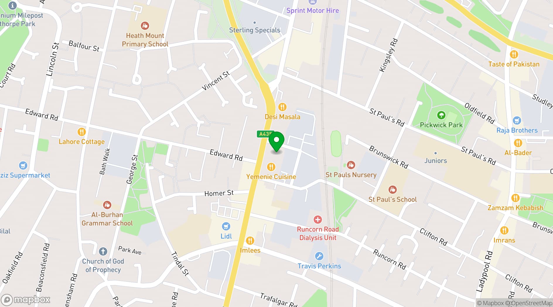 Map showing Moseley Community Hub