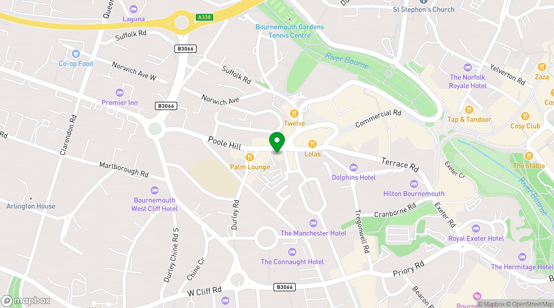 Map showing Branksome Bournemouth