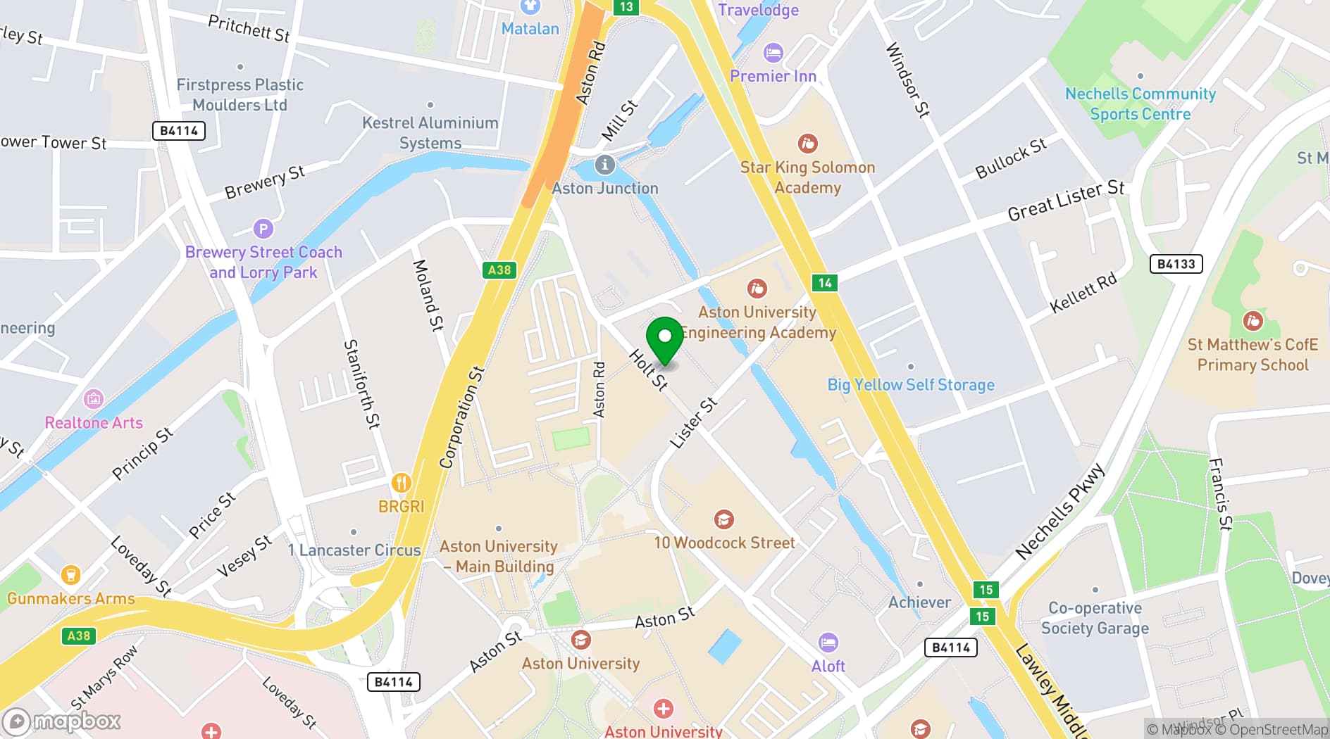 Map showing Innovation Birmingham Campus
