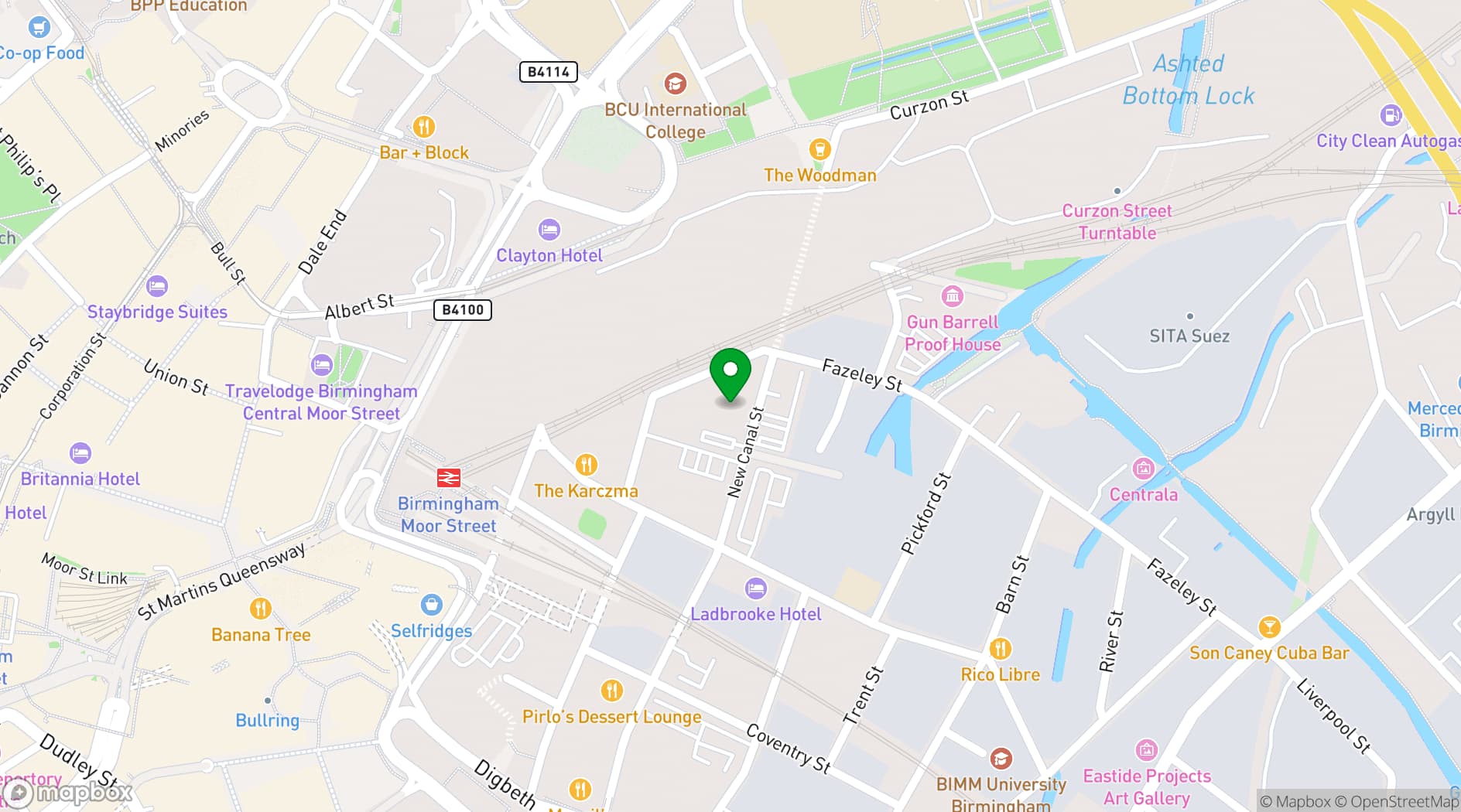 Map showing Digbeth Hall
