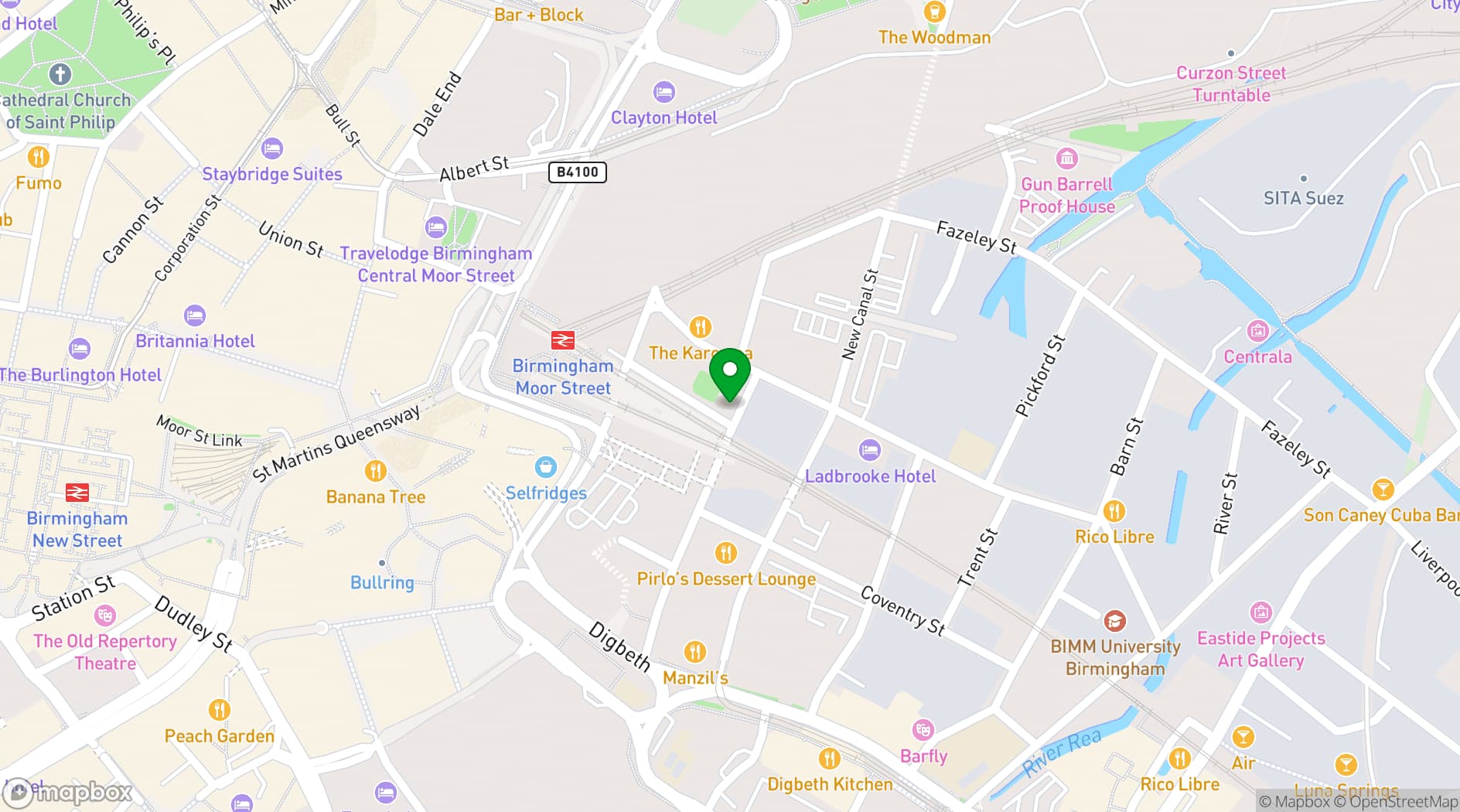 Map showing The Warehouse