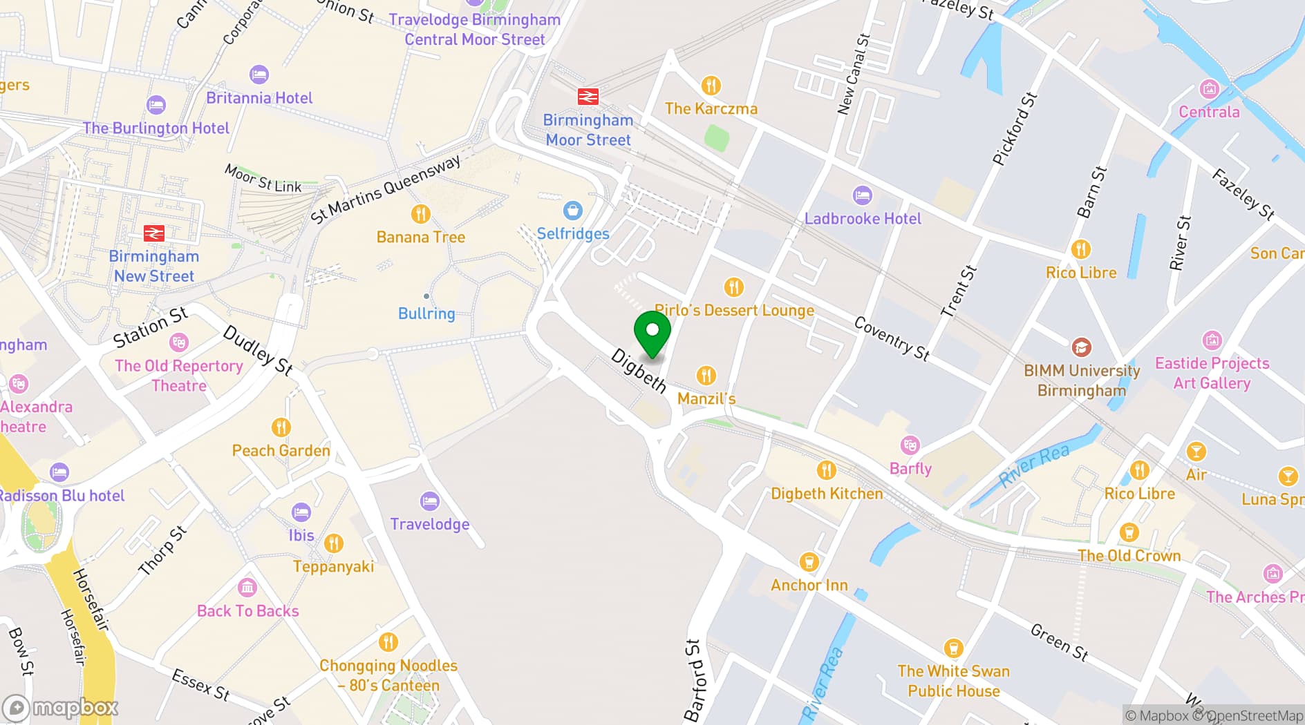 Map showing Adagio Birmingham City Centre
